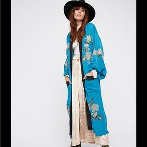 Rare Free People Embroidered Kimono Duster